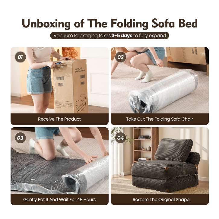 Convertible Sleeper Chair with Pillow & Back Support