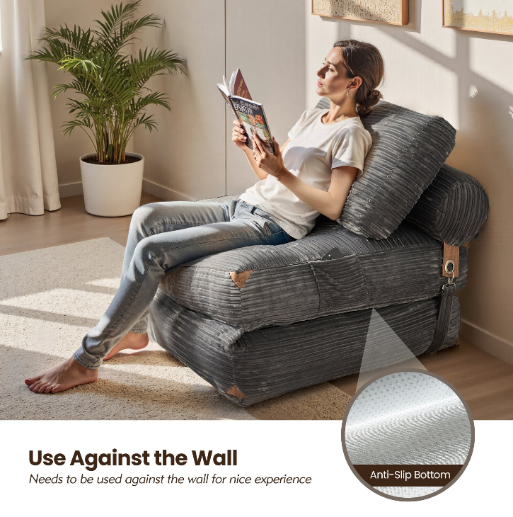 Convertible Sleeper Chair with Pillow & Back Support