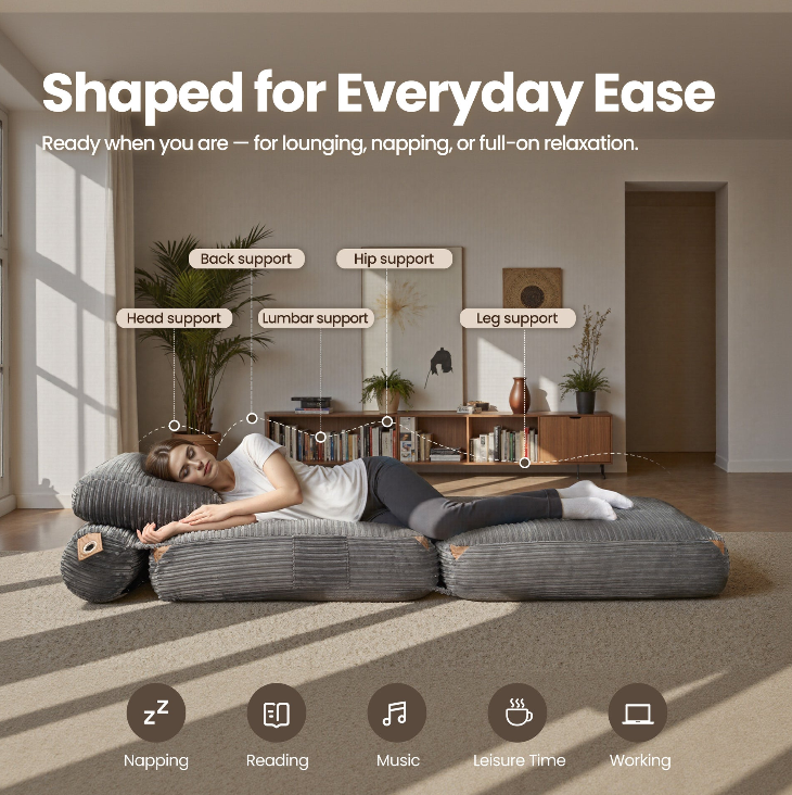 Convertible Sleeper Chair with Pillow & Back Support