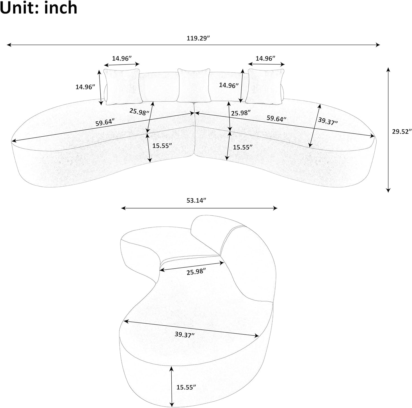 Curved Modular Sofa Cloud Velvet Sofa
