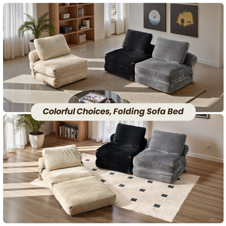 Convertible Sleeper Chair with Pillow & Back Support