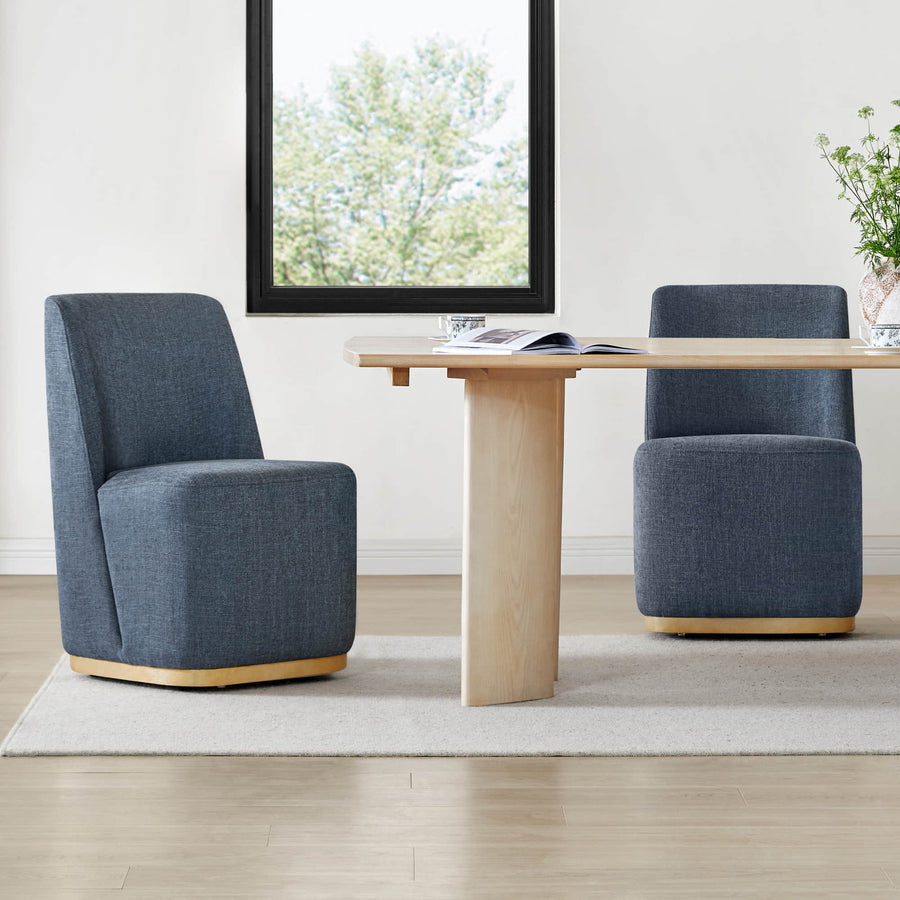 Wingback Rolling Dining Chair With Casters