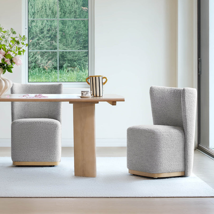 Wingback Rolling Dining Chair With Casters