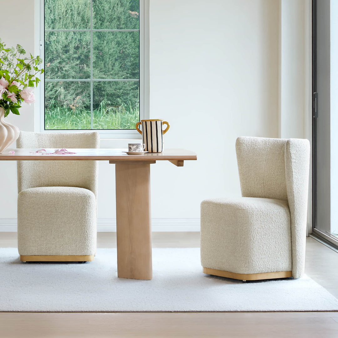 Wingback Rolling Dining Chair With Casters
