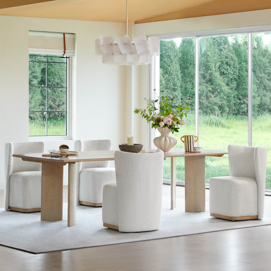 Wingback Rolling Dining Chair With Casters