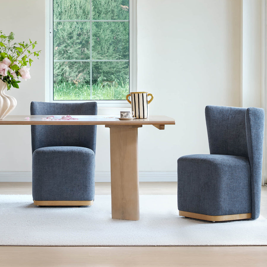 Wingback Rolling Dining Chair With Casters