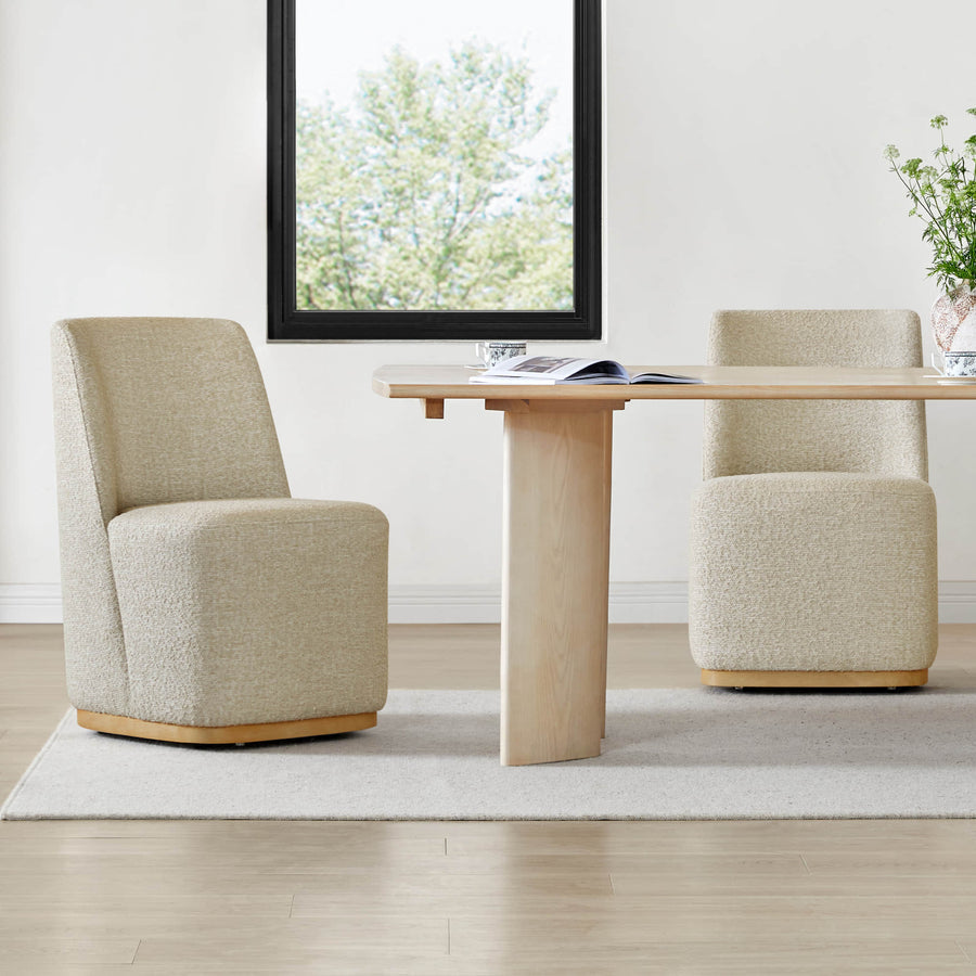 Wingback Rolling Dining Chair With Casters