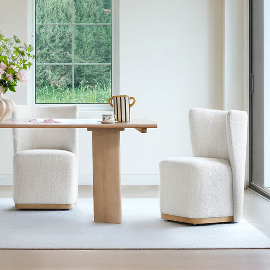 Wingback Rolling Dining Chair With Casters