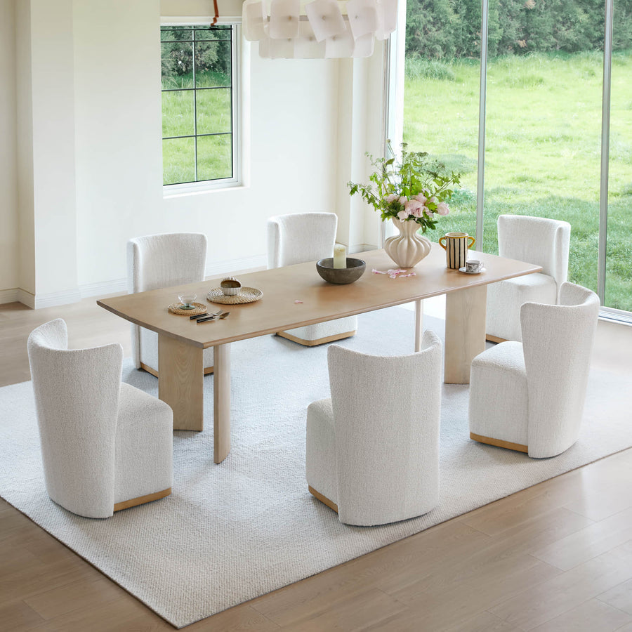 Wingback Rolling Dining Chair With Casters